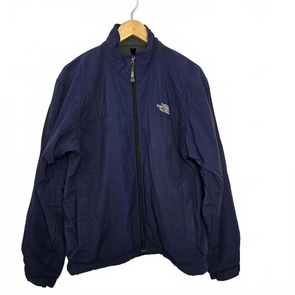 Vintage The North Face Jacket Nylon Fleece Zip Up Men's Small Blue Soft Shell